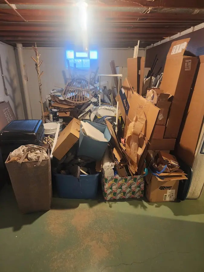 Roll-off dumpster container at job site for Cleanout Dumpster Rental in Chautauqua